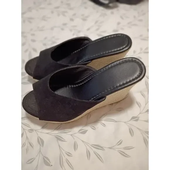 Women's Black High Wedge Shoes Size 8 - Picture 4 of 6